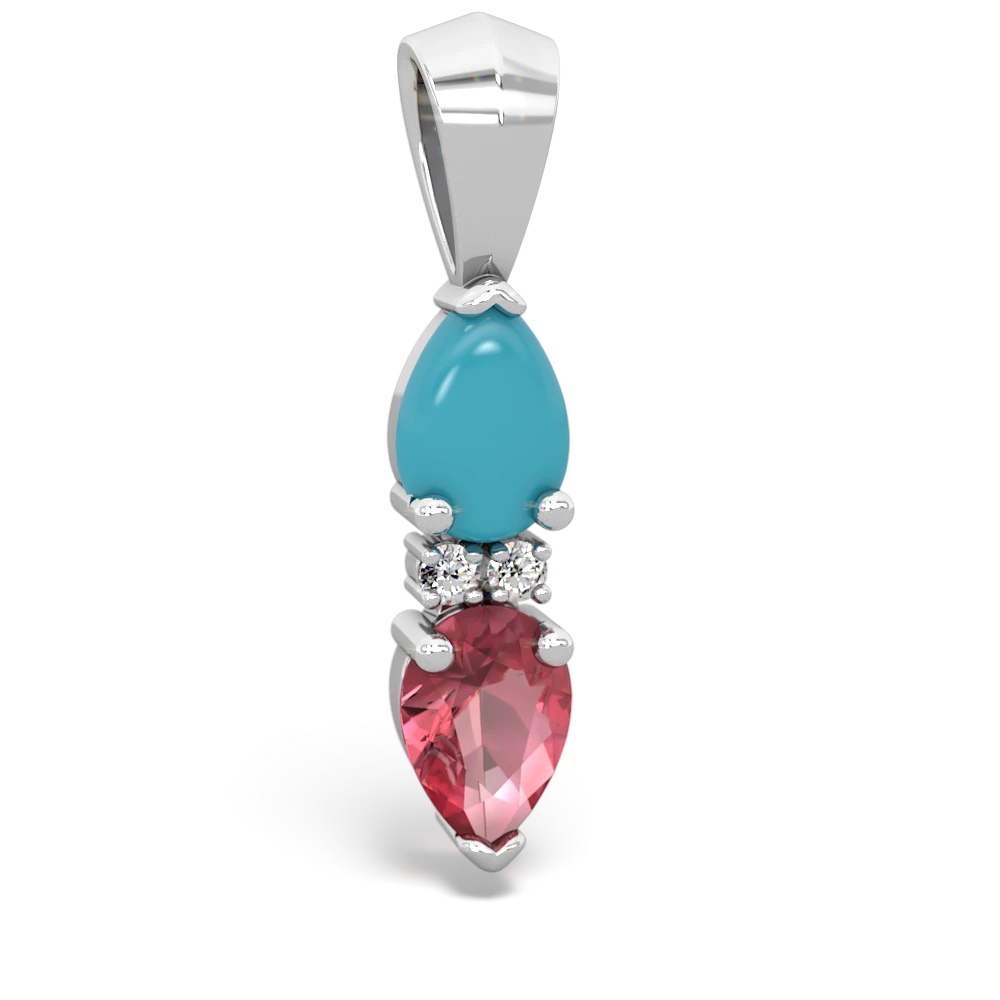 Turquoise Bowtie Drop 14K White Gold pendant P0865