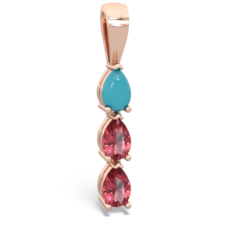 Turquoise Dew Drops 14K Rose Gold pendant P2251