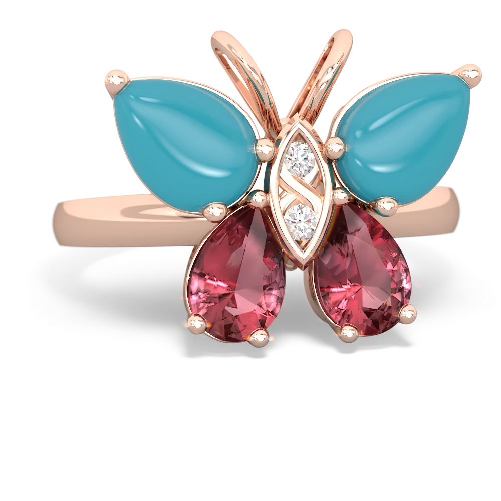 Turquoise Butterfly 14K Rose Gold ring R2215