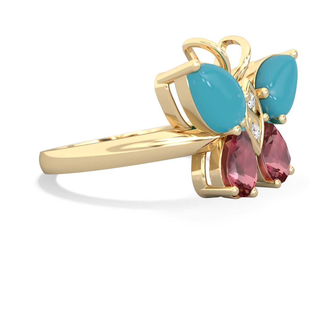 Turquoise Butterfly 14K Yellow Gold ring R2215