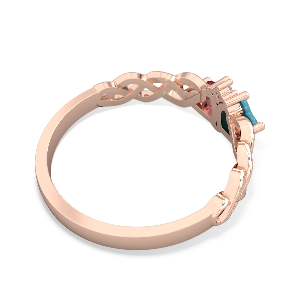 Turquoise Heart To Heart Braid 14K Rose Gold ring R5870