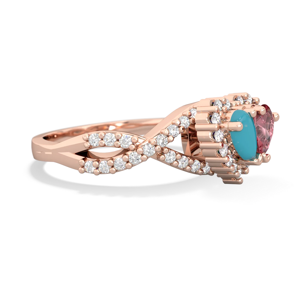 Turquoise Diamond Twist 'One Heart' 14K Rose Gold ring R2640HRT