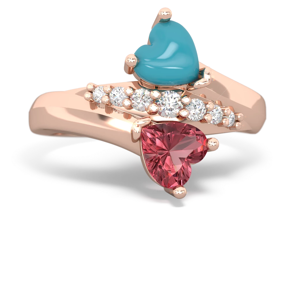 Turquoise Heart To Heart 14K Rose Gold ring R2064