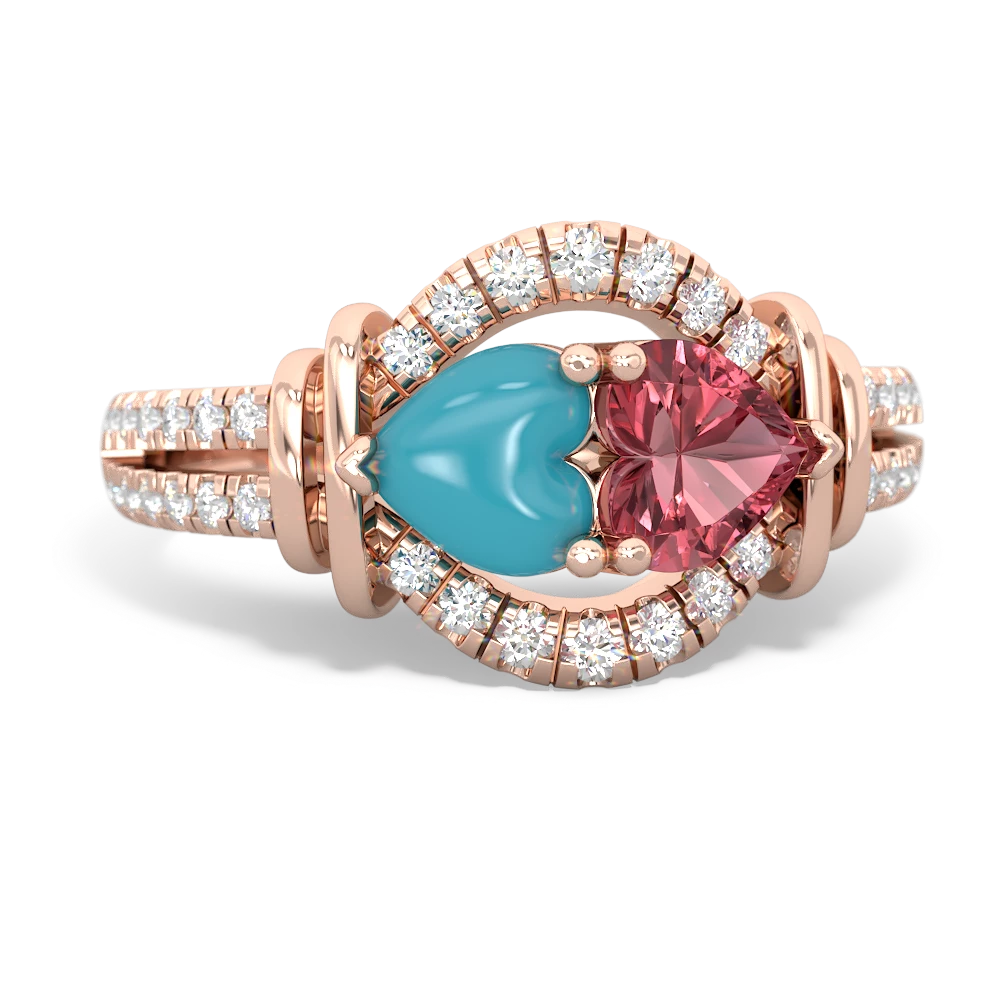 Turquoise Art-Deco Keepsake 14K Rose Gold ring R5630