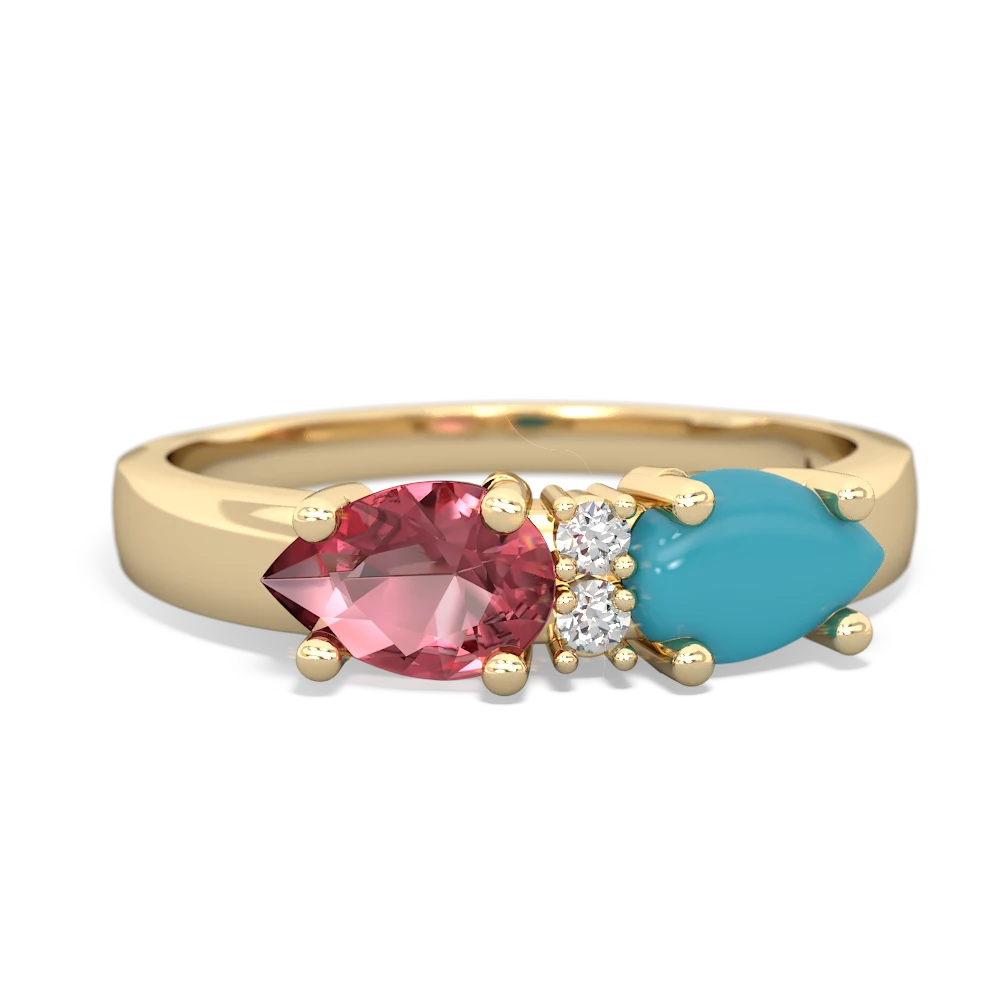 Turquoise Pear Bowtie 14K Yellow Gold ring R0865