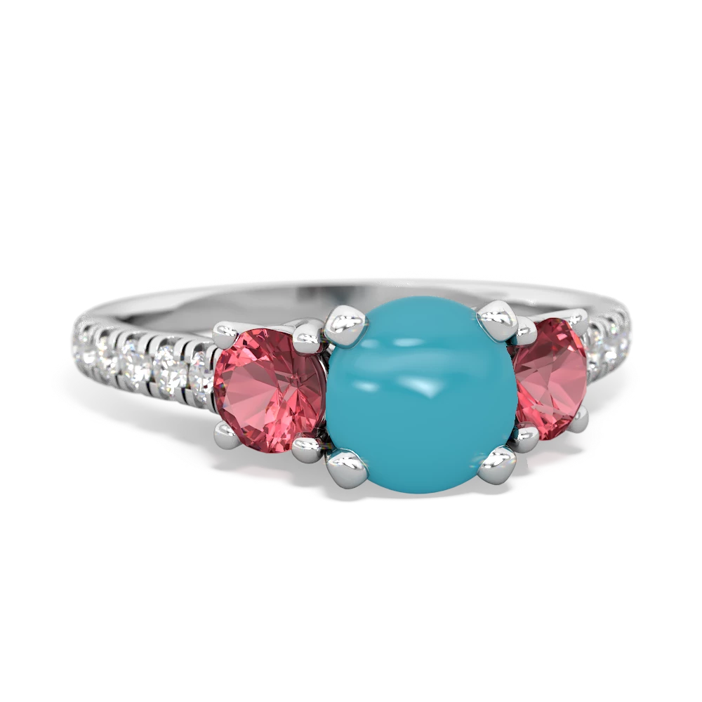 Turquoise Pave Trellis 14K White Gold ring R5500