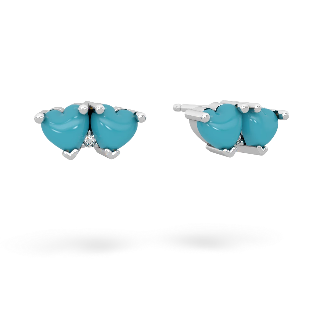 Turquoise Sweethearts 14K White Gold earrings E5260