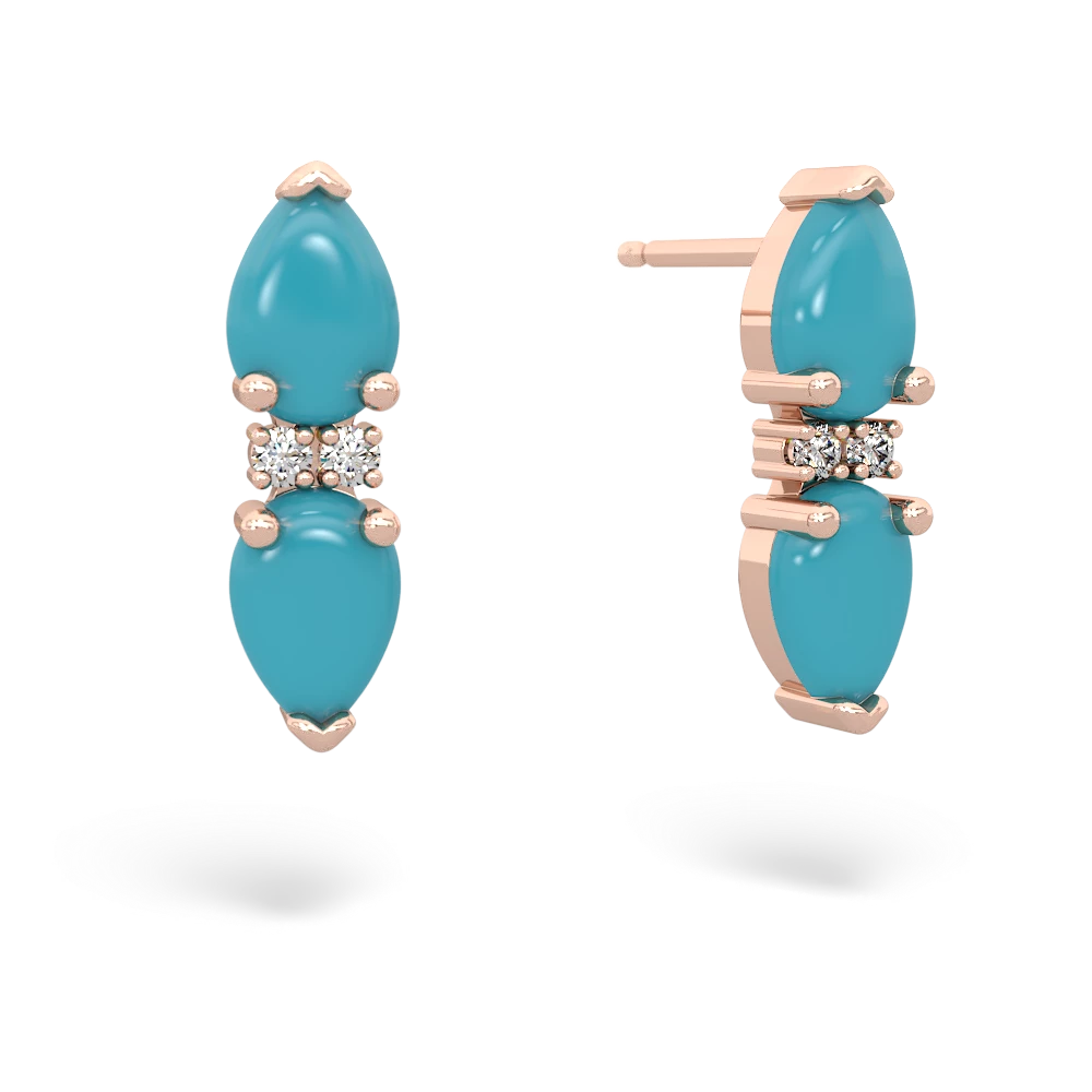 Turquoise Bowtie Drop 14K Rose Gold earrings E0865
