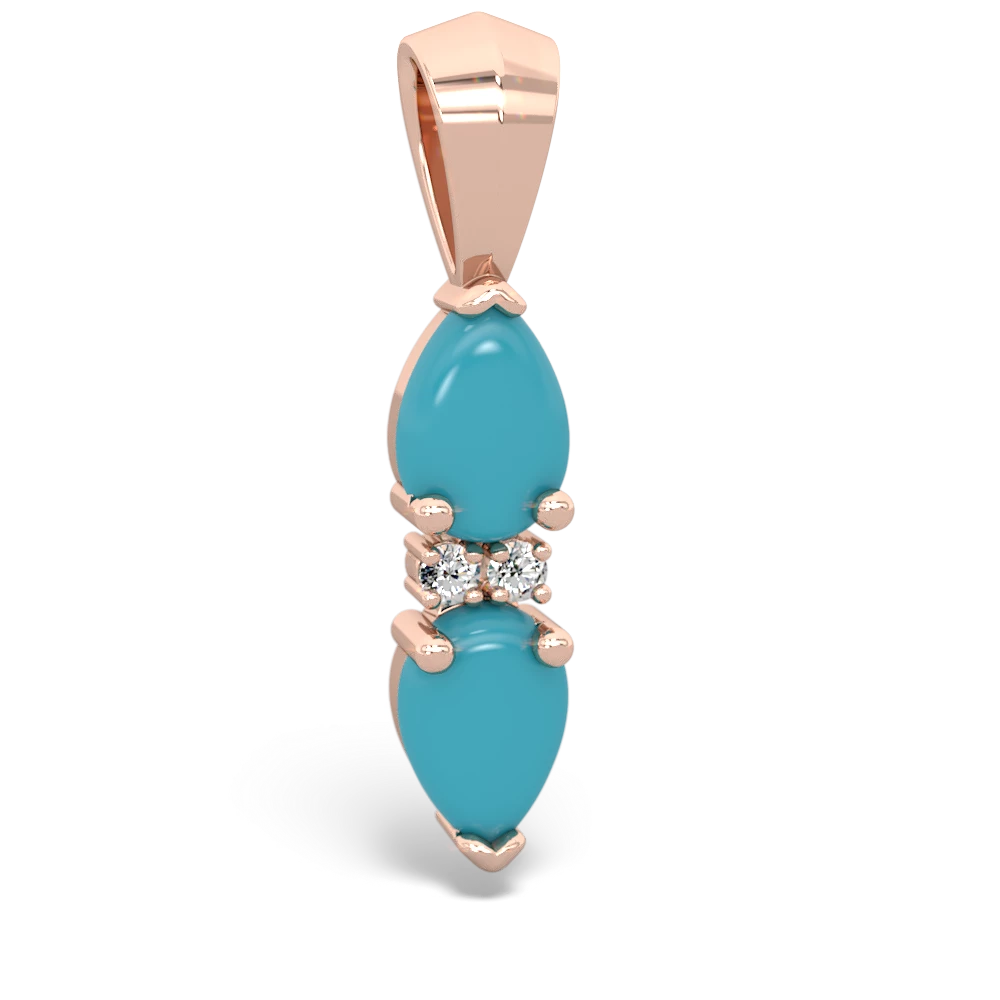 Turquoise Bowtie Drop 14K Rose Gold pendant P0865