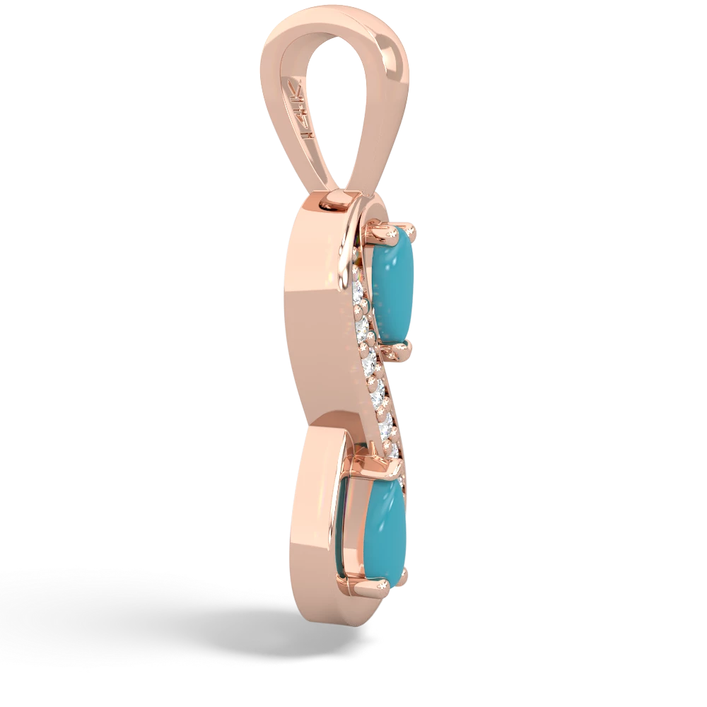 Turquoise Diamond Infinity 14K Rose Gold pendant P5390