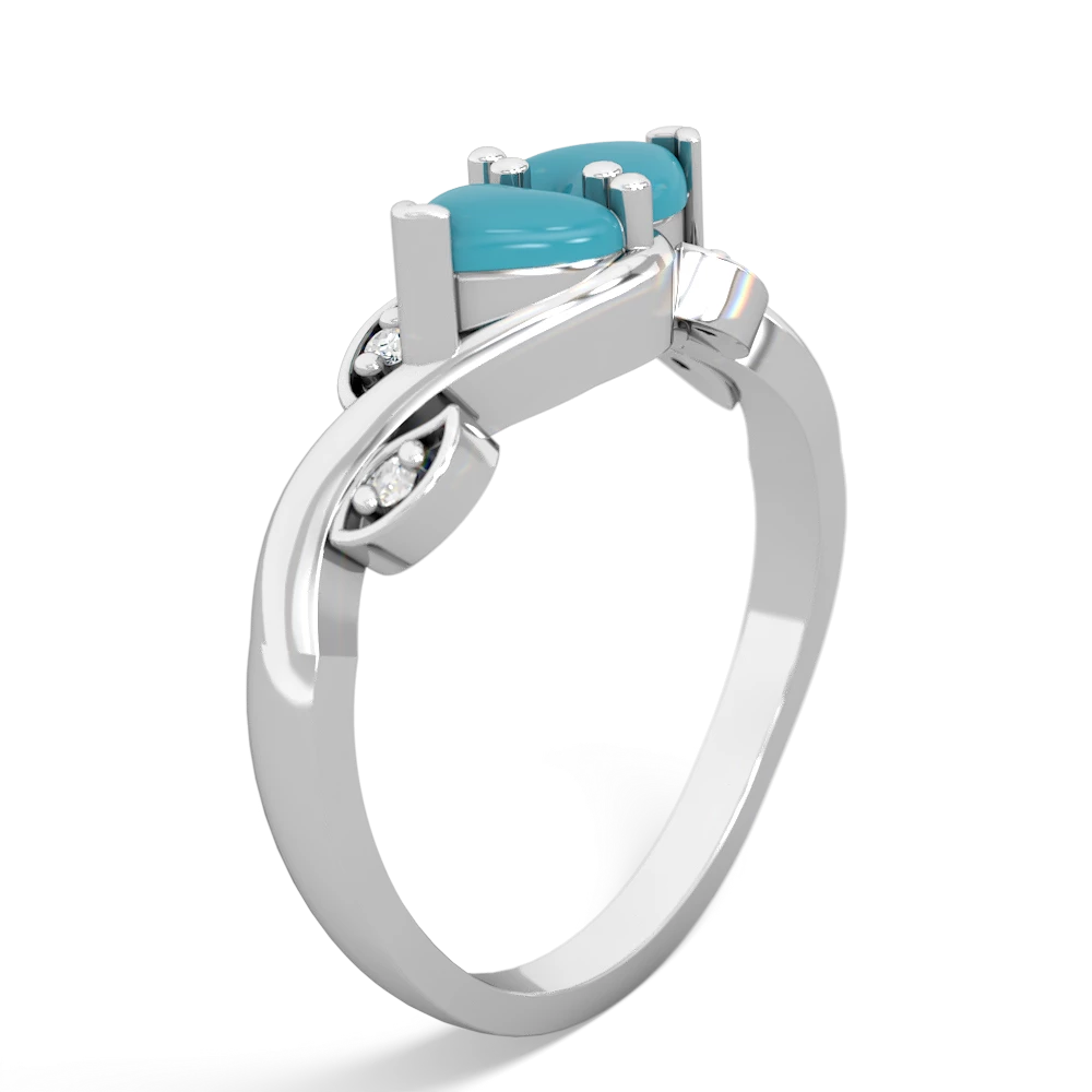 Turquoise Floral Elegance 14K White Gold ring R5790