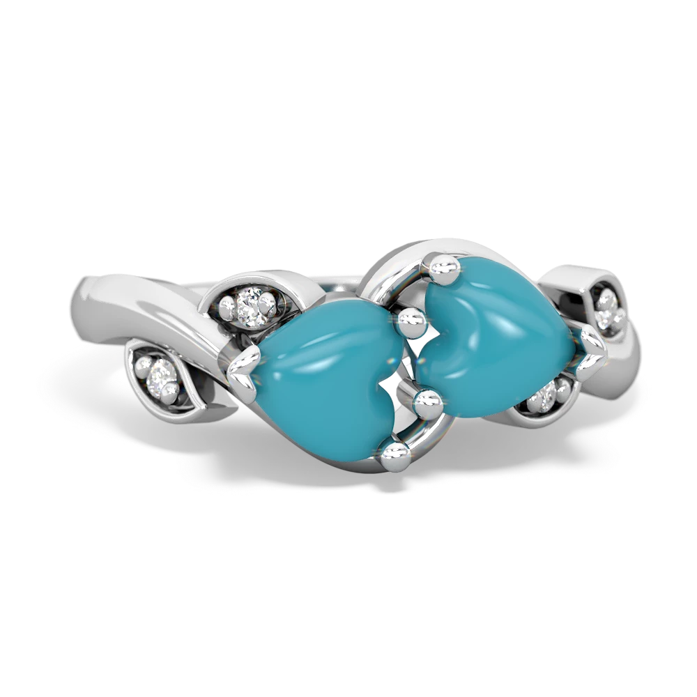 Turquoise Floral Elegance 14K White Gold ring R5790