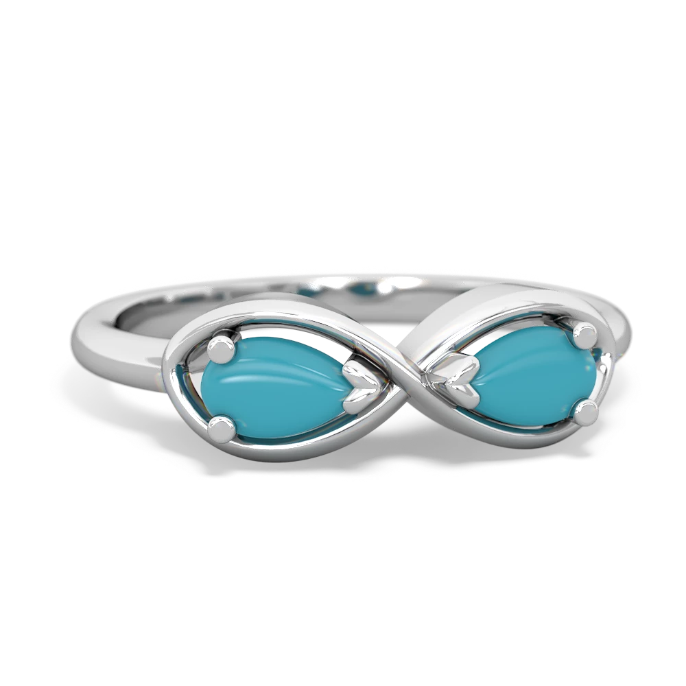 Turquoise Infinity 14K White Gold ring R5050