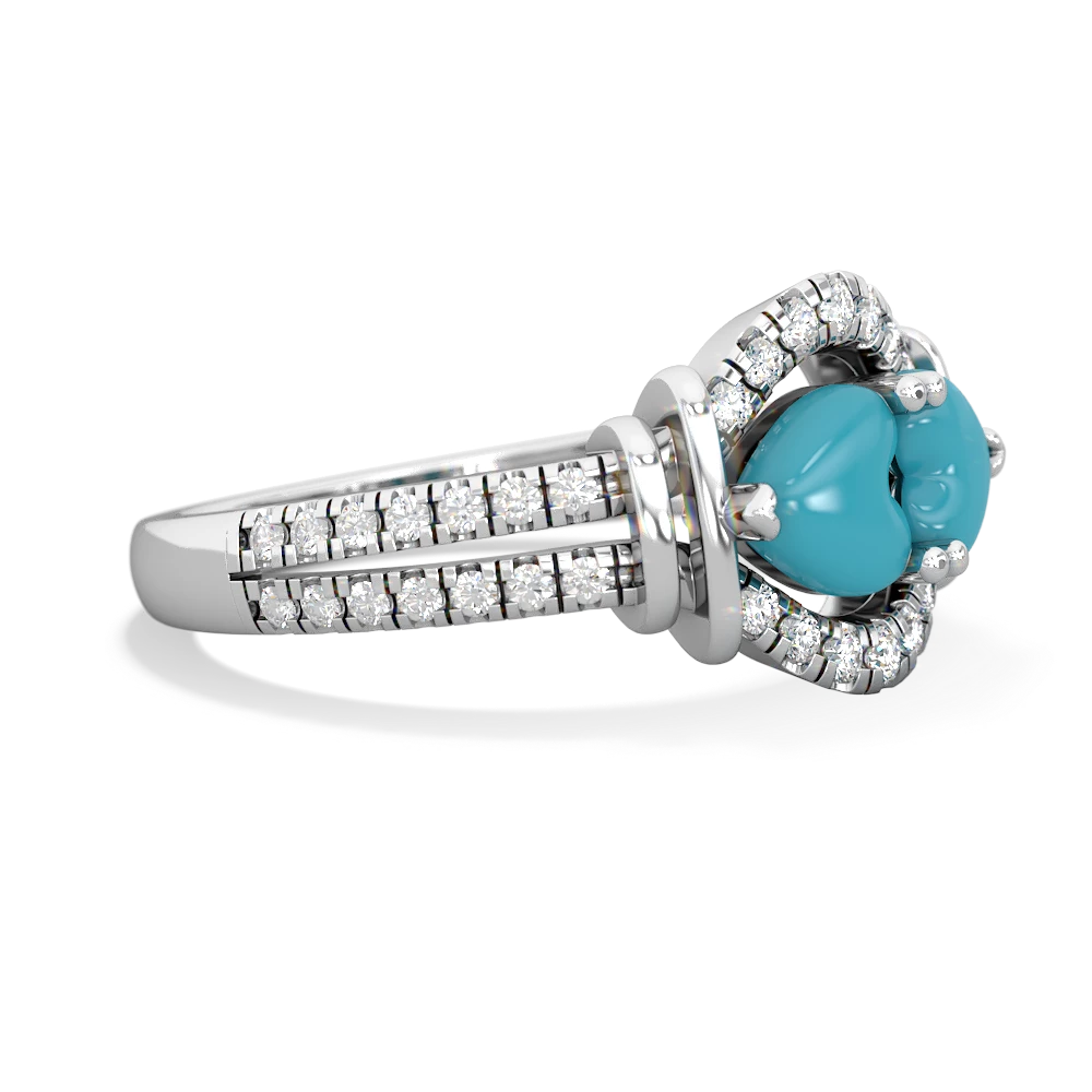 Turquoise Art-Deco Keepsake 14K White Gold ring R5630