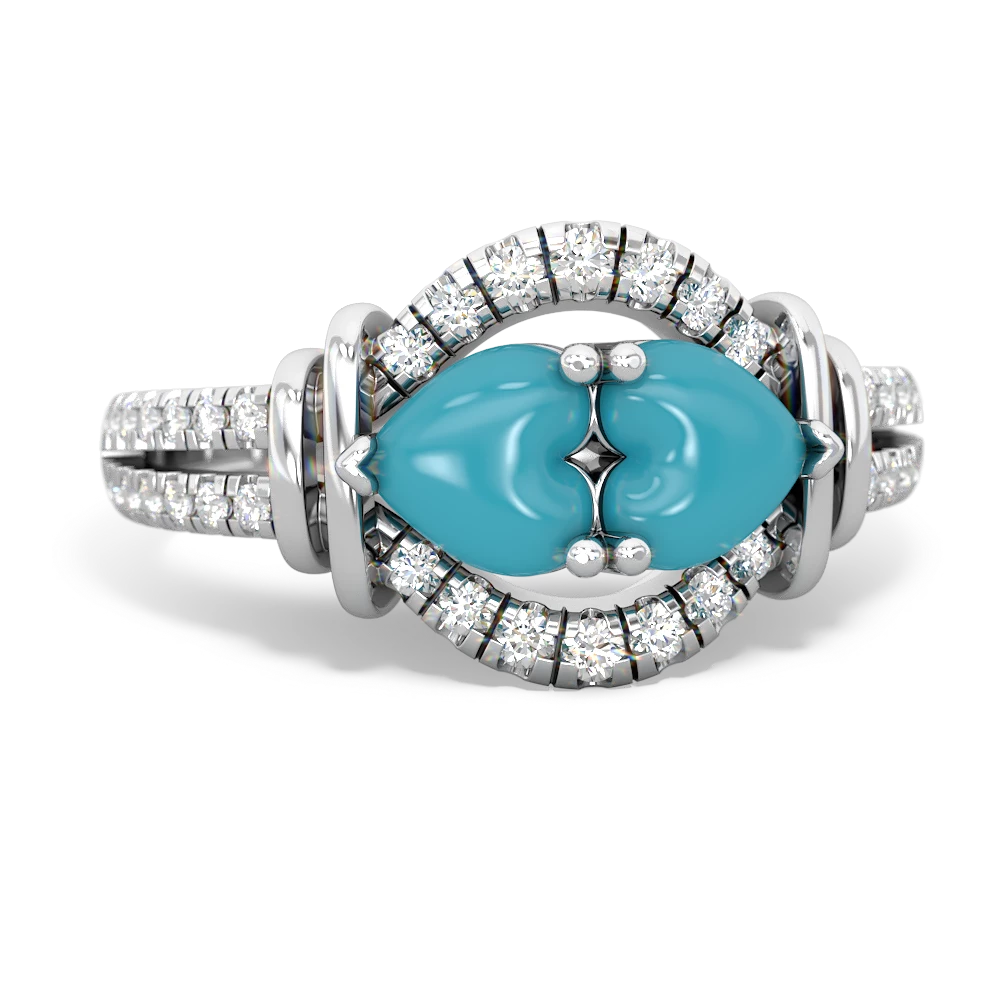 Turquoise Art-Deco Keepsake 14K White Gold ring R5630