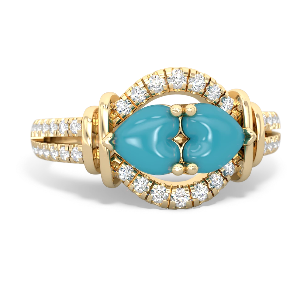 Turquoise Art-Deco Keepsake 14K Yellow Gold ring R5630