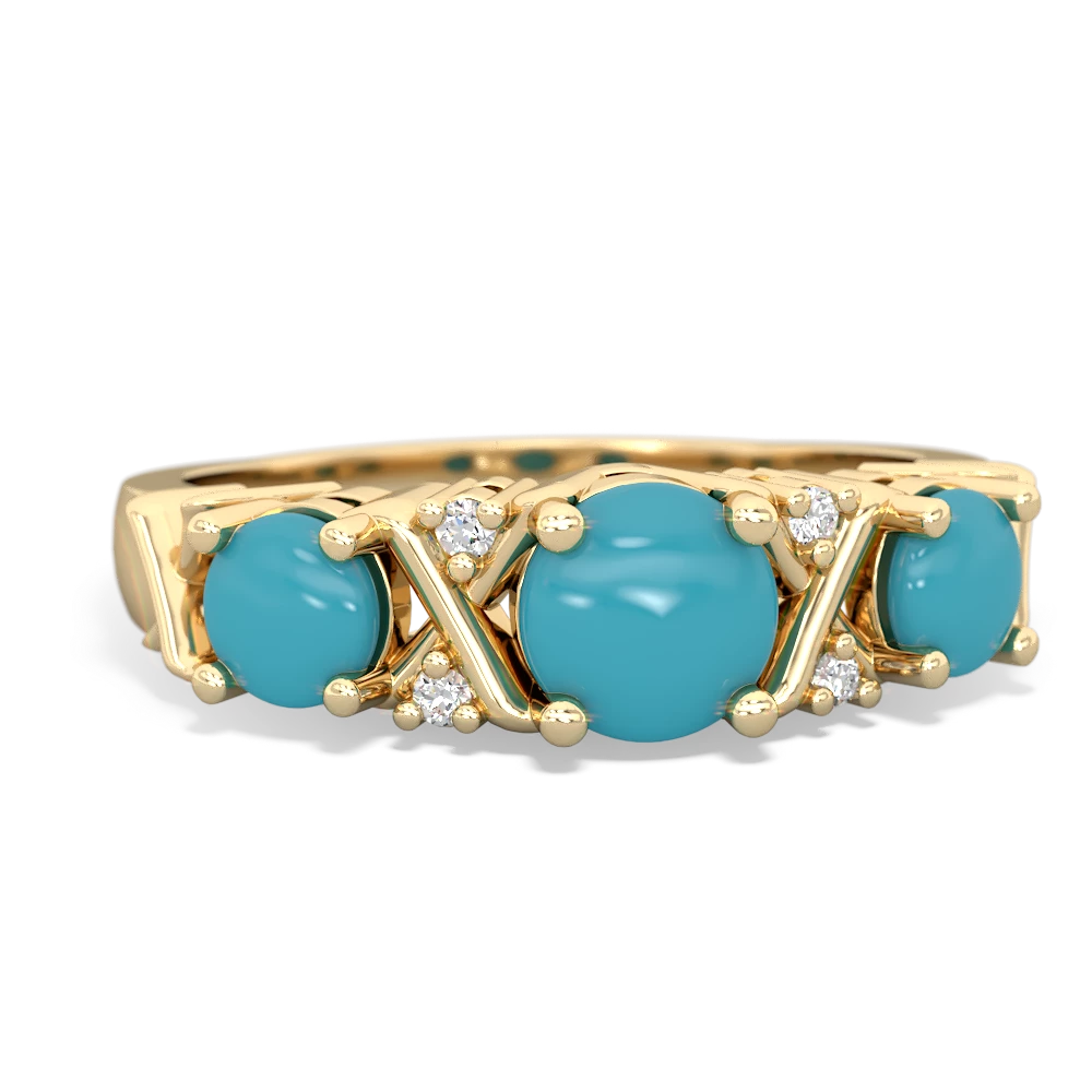 Aquamarine Hugs And Kisses 14K Yellow Gold ring R5016