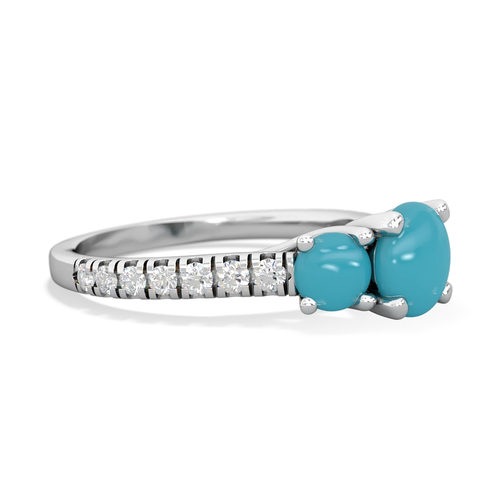 Turquoise Pave Trellis 14K White Gold ring R5500