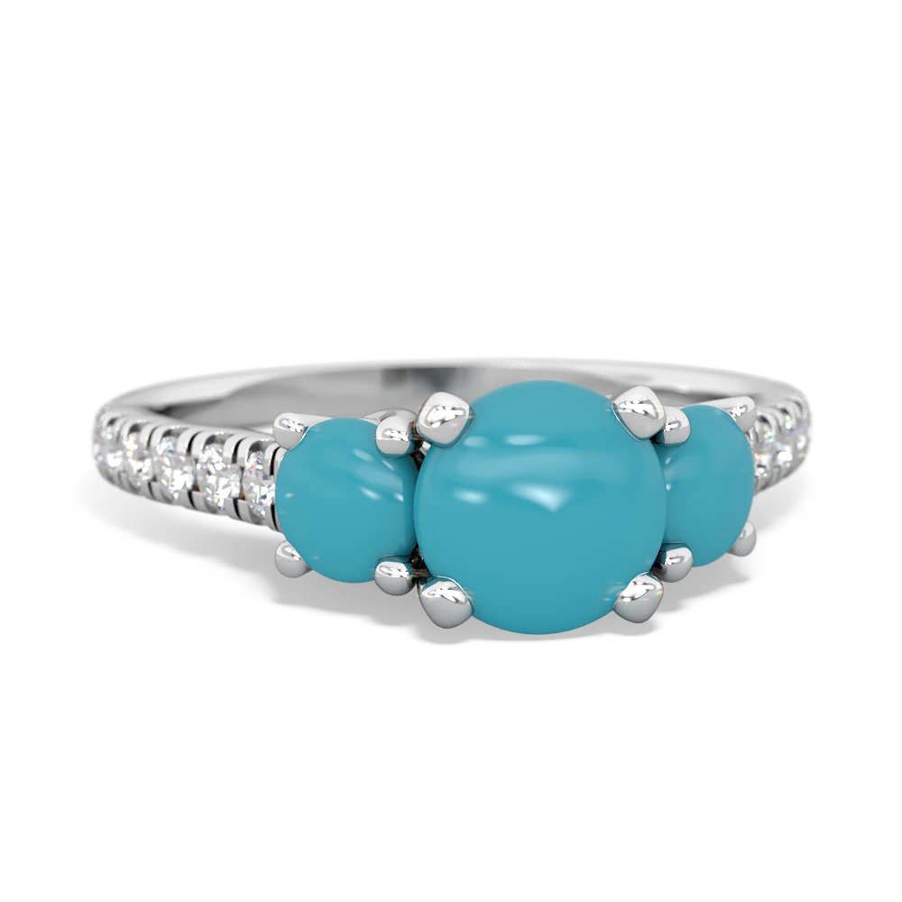 Turquoise Pave Trellis 14K White Gold ring R5500