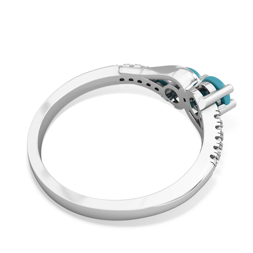 Turquoise Infinity Pave Two Stone 14K White Gold ring R5285