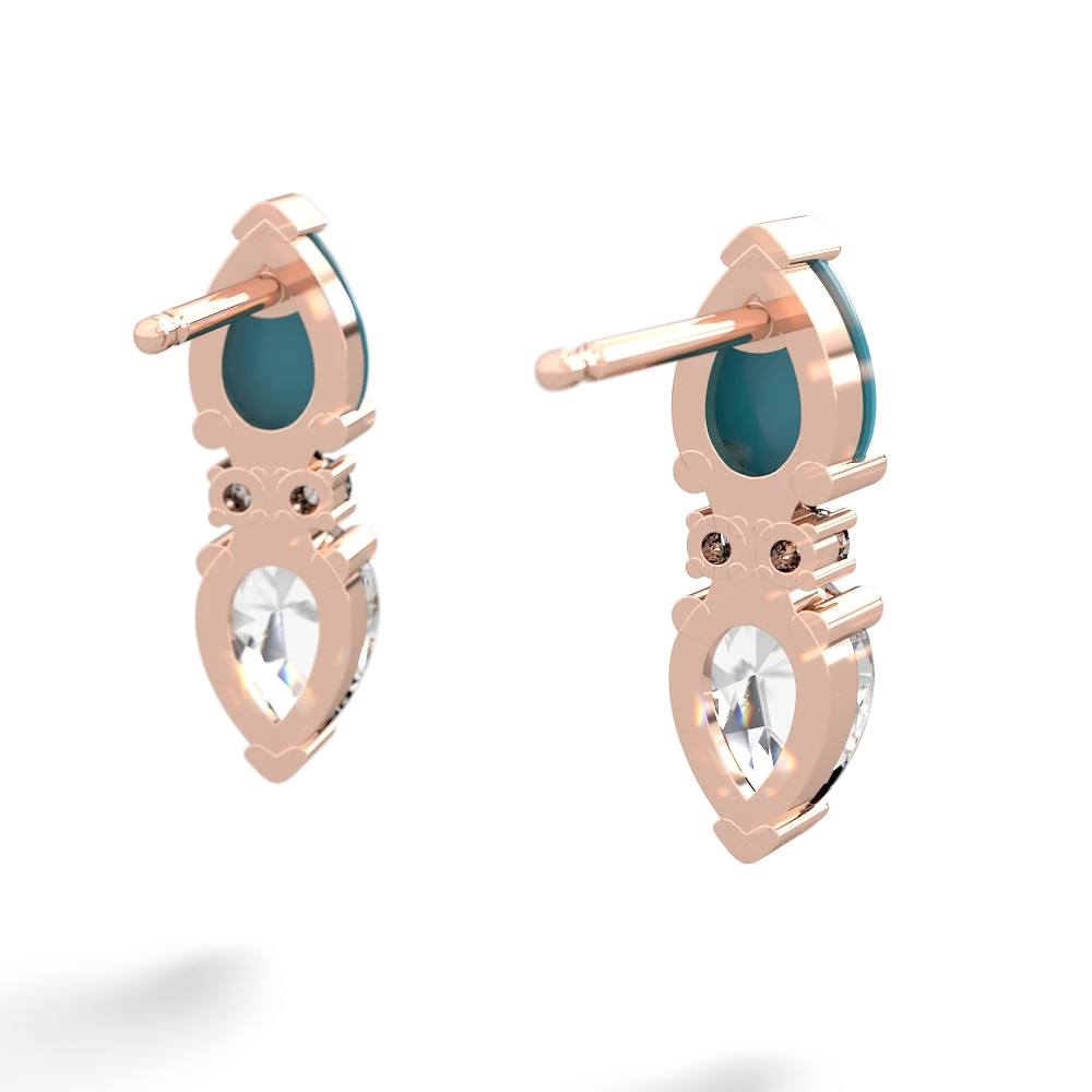 Turquoise Bowtie Drop 14K Rose Gold earrings E0865