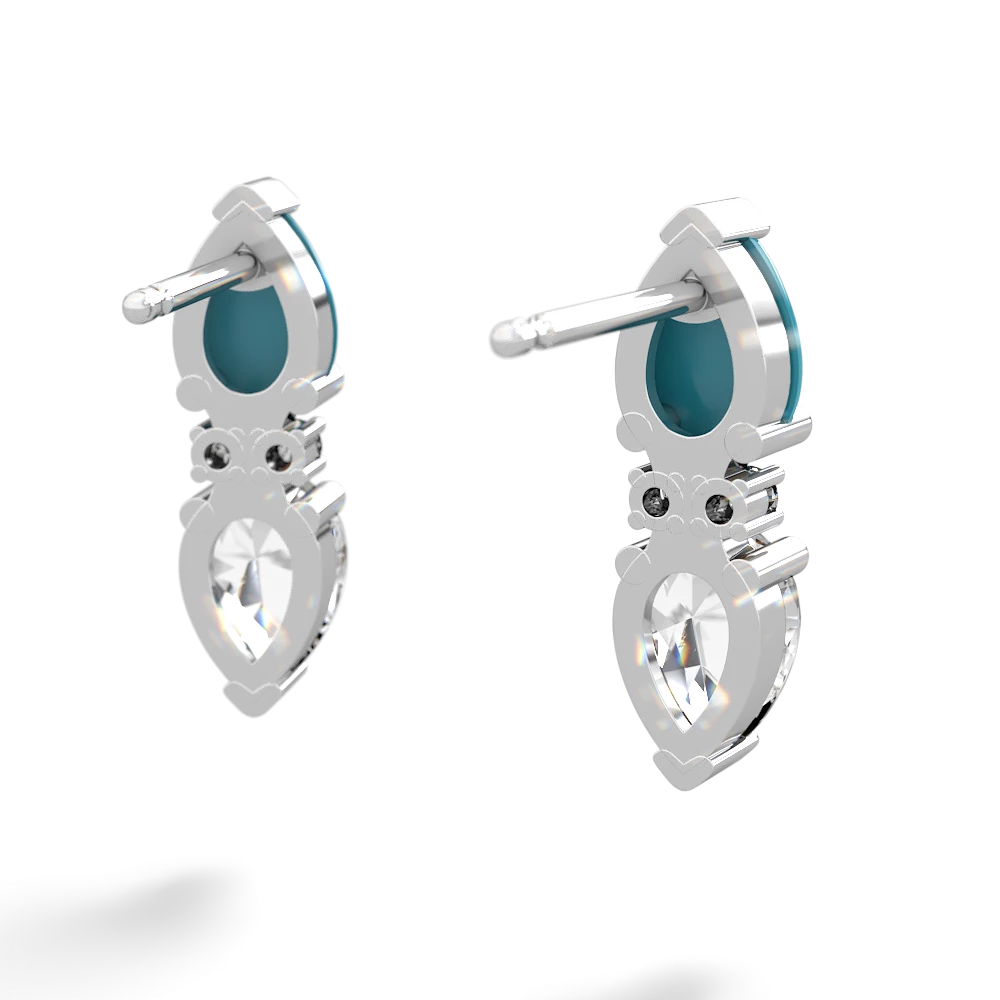 Turquoise Bowtie Drop 14K White Gold earrings E0865