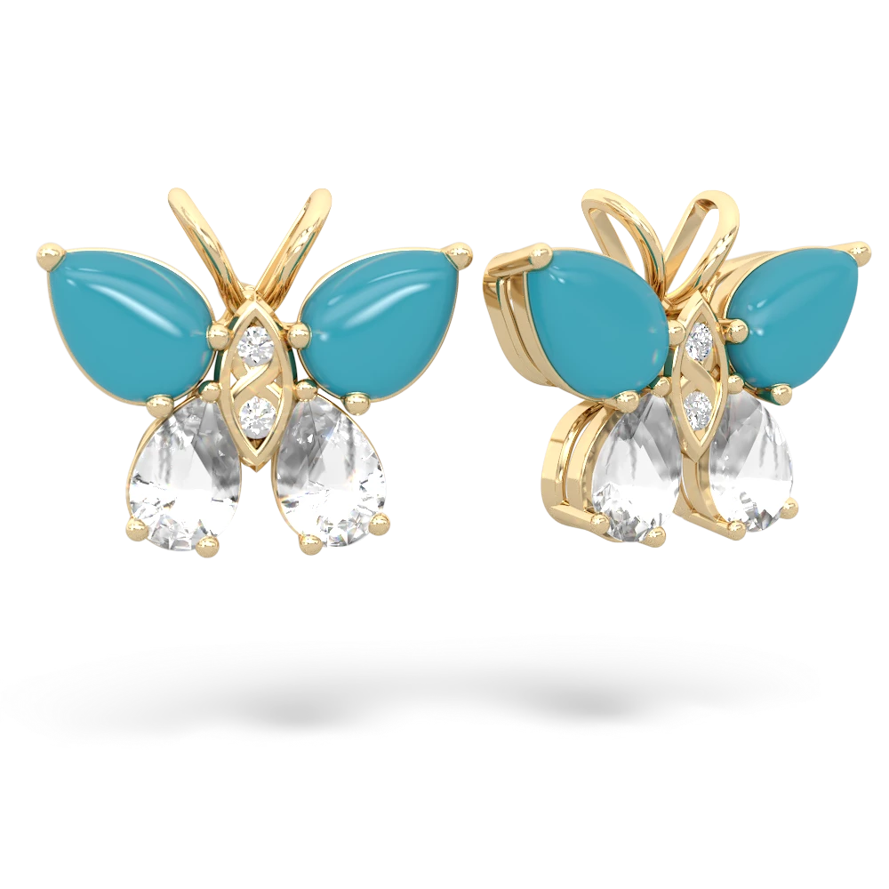 Turquoise Butterfly 14K Yellow Gold earrings E2215