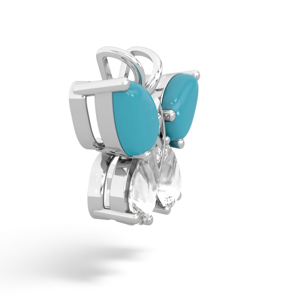 Turquoise Butterfly 14K White Gold pendant P2215