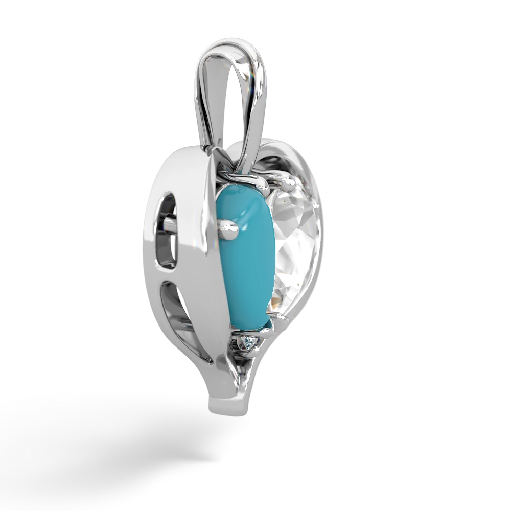 Turquoise Two Become One 14K White Gold pendant P5330