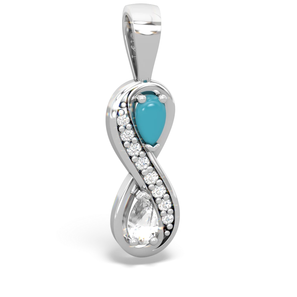 Turquoise Diamond Infinity 14K White Gold pendant P5390