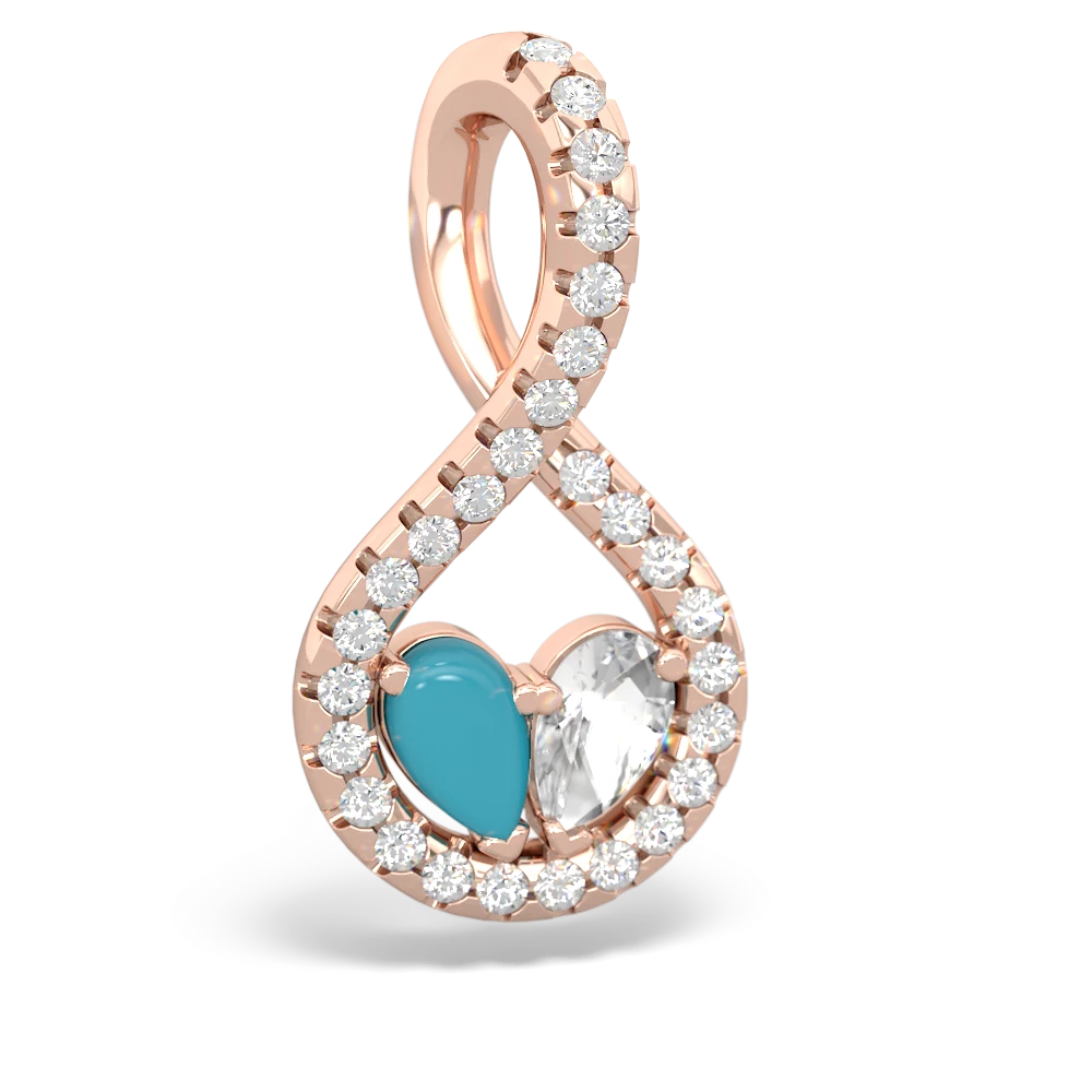 Turquoise Pave Twist 'One Heart' 14K Rose Gold pendant P5360