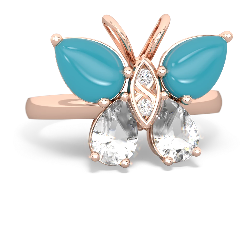 Turquoise Butterfly 14K Rose Gold ring R2215