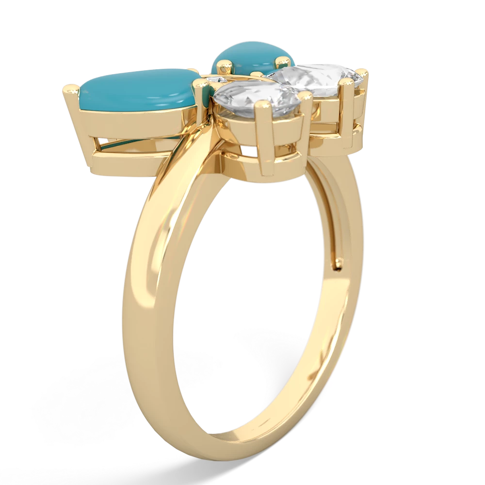 Turquoise Butterfly 14K Yellow Gold ring R2215