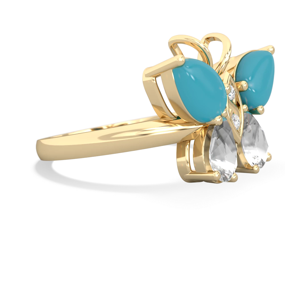 Turquoise Butterfly 14K Yellow Gold ring R2215