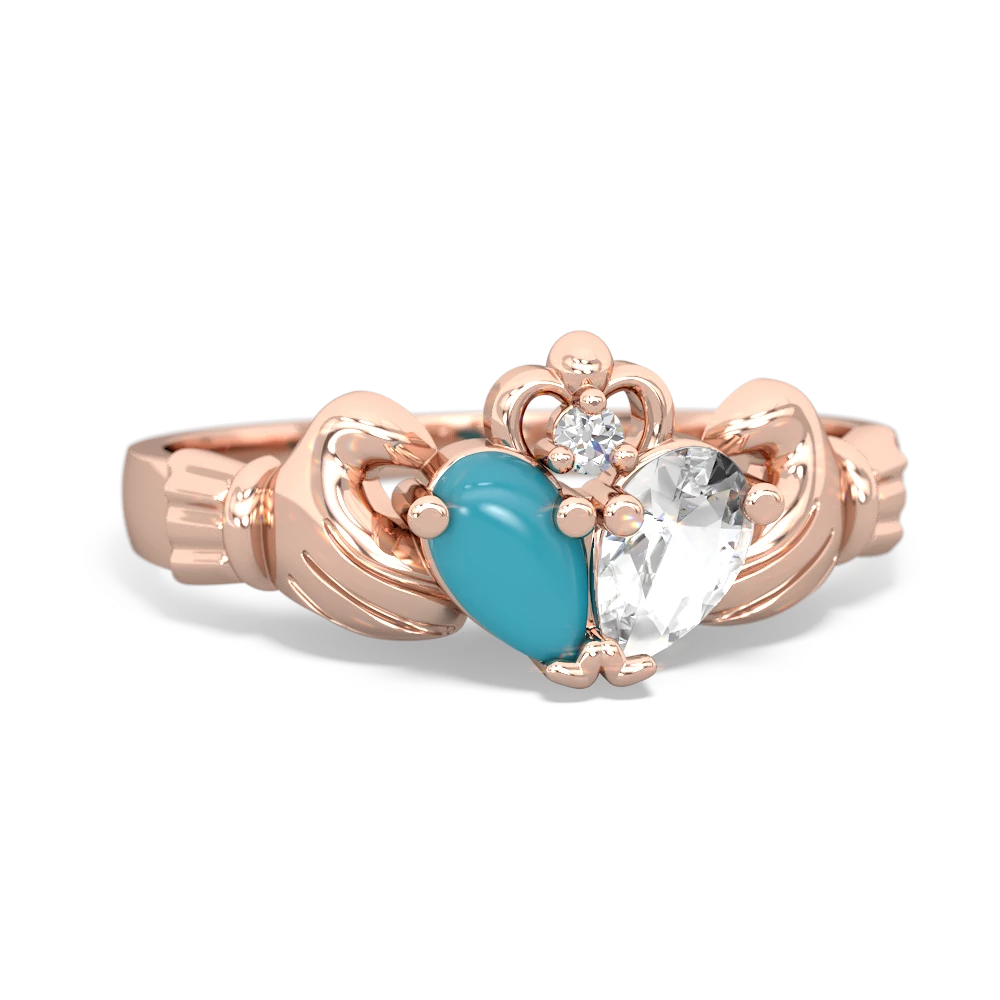 Turquoise 'Our Heart' Claddagh 14K Rose Gold ring R2388