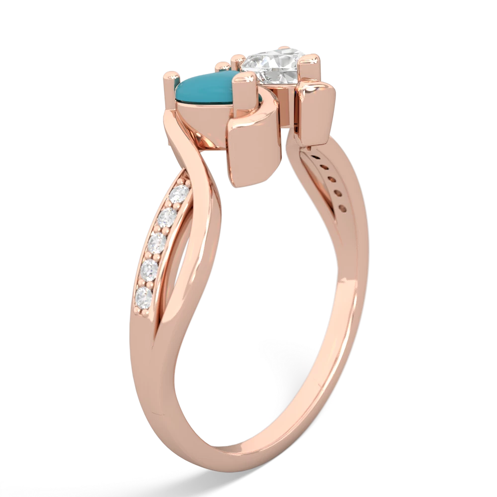 Turquoise Side By Side 14K Rose Gold ring R3090