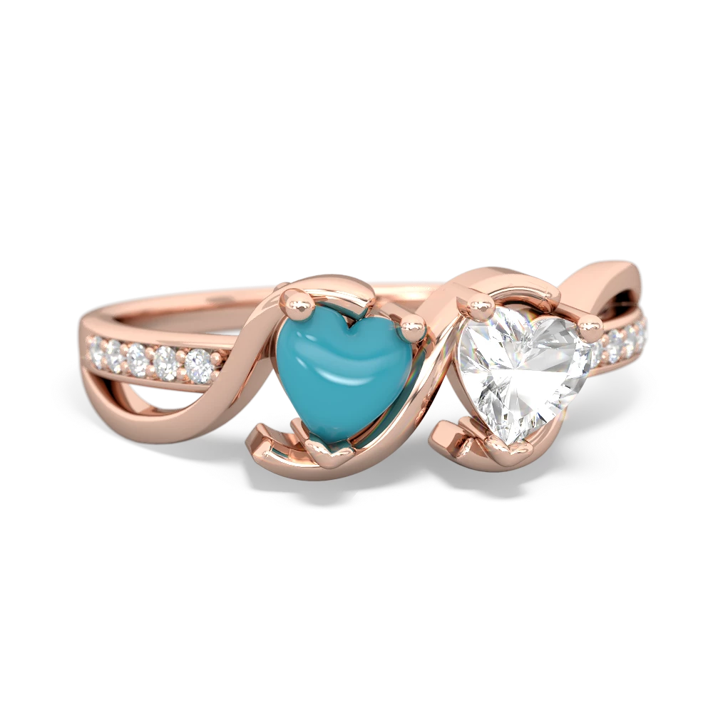 Turquoise Side By Side 14K Rose Gold ring R3090