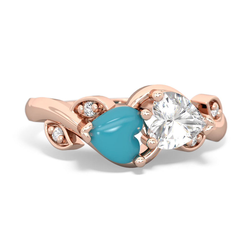 Turquoise Floral Elegance 14K Rose Gold ring R5790