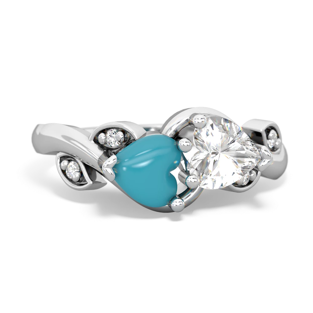 Turquoise Floral Elegance 14K White Gold ring R5790