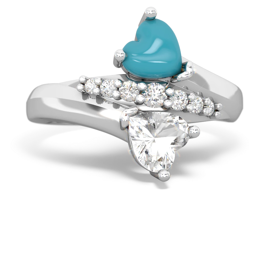 Turquoise Heart To Heart 14K White Gold ring R2064