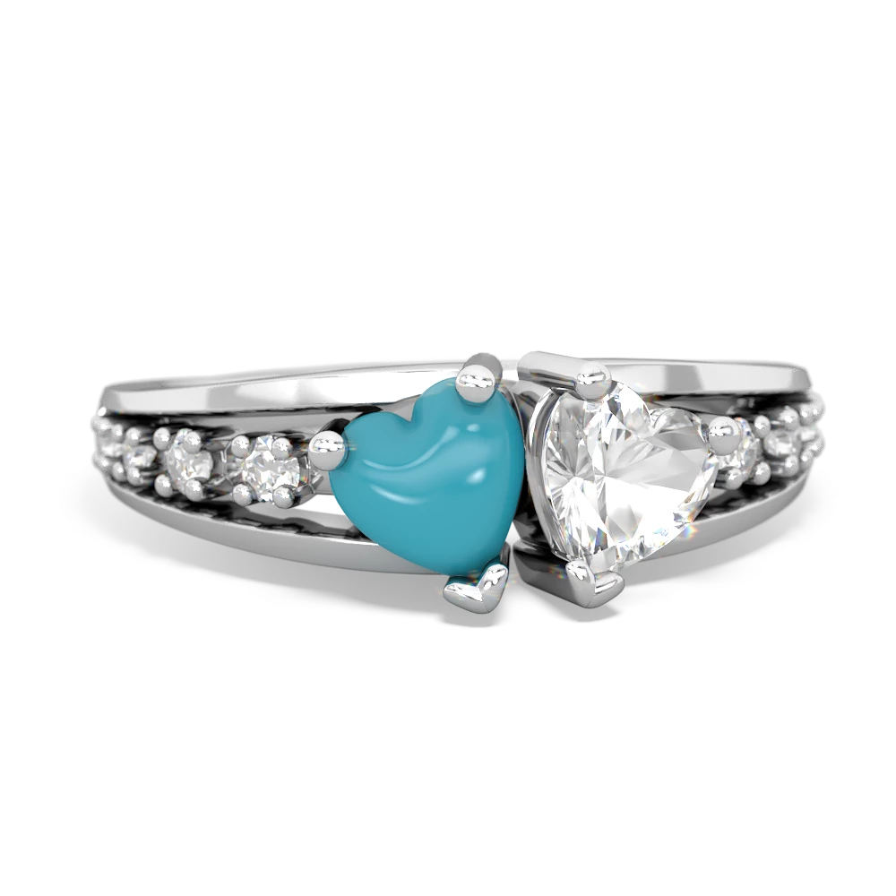 Turquoise Heart To Heart 14K White Gold ring R3342