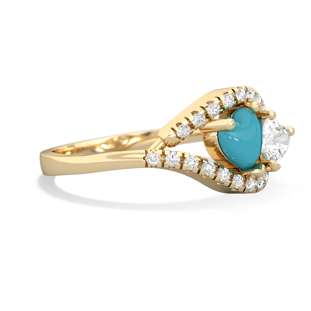 Turquoise Mother And Child 14K Yellow Gold ring R3010