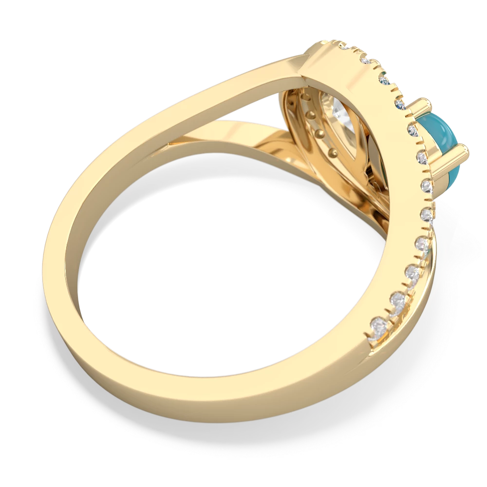 Turquoise Nestled Heart Keepsake 14K Yellow Gold ring R5650