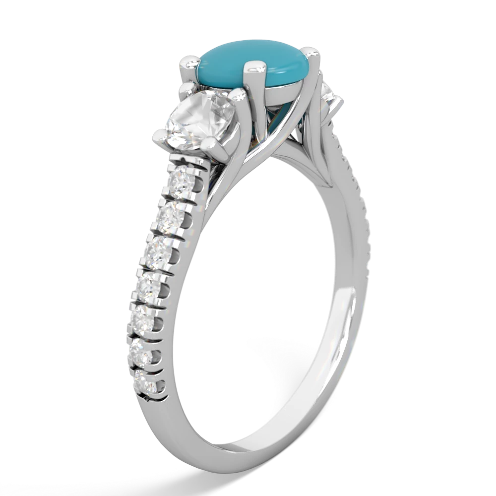 Turquoise Pave Trellis 14K White Gold ring R5500