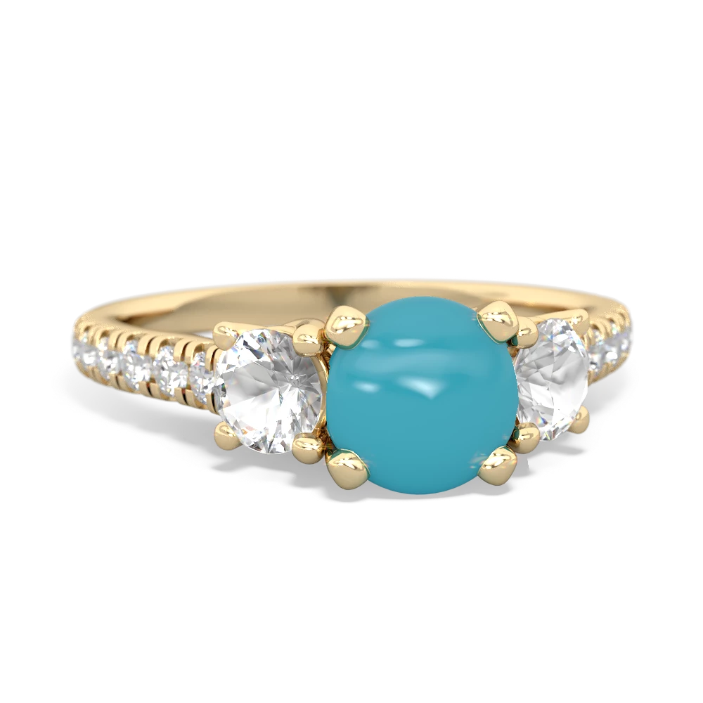 Turquoise Pave Trellis 14K Yellow Gold ring R5500