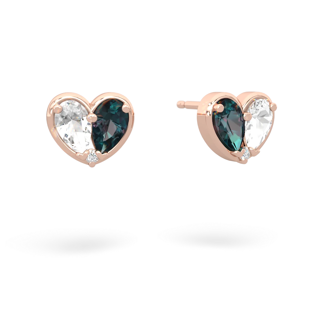 White Topaz 'Our Heart' 14K Rose Gold earrings E5072