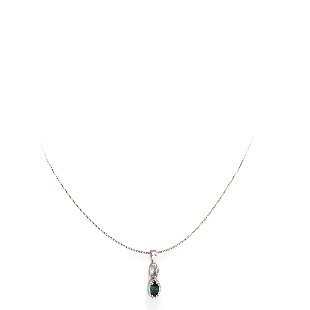 White Topaz Antique-Style Halo 14K White Gold pendant P5700