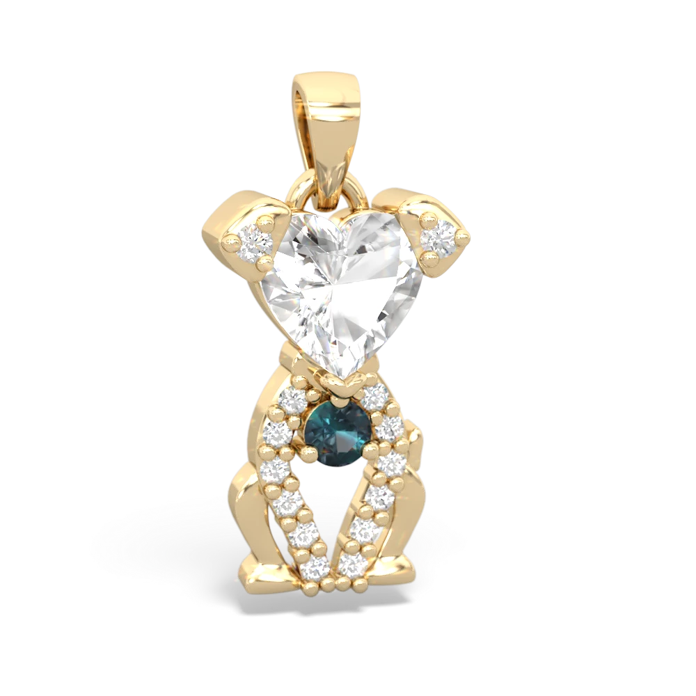 White Topaz Puppy Love 14K Yellow Gold pendant P5800