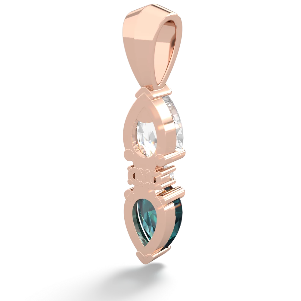 White Topaz Bowtie Drop 14K Rose Gold pendant P0865