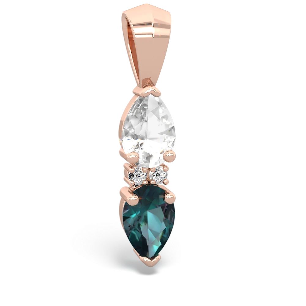 White Topaz Bowtie Drop 14K Rose Gold pendant P0865